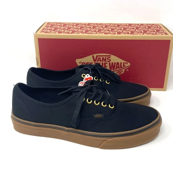 VANS Authentic Black Rubber Men’s Low Top Canvas Sneakers Skate Size VN000TSVBXH - Picture 2 of 10